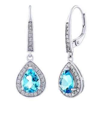 Silvego Cercei din argint BRISA cu topaz Swiss Blue și Brilliance Zirconia JJJ1141ETS