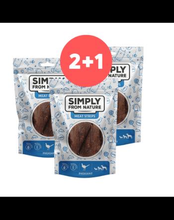 SIMPLY FROM NATURE Meat Strips treat pentru caini cu fazan 2 x 80g + 80g GRATIS