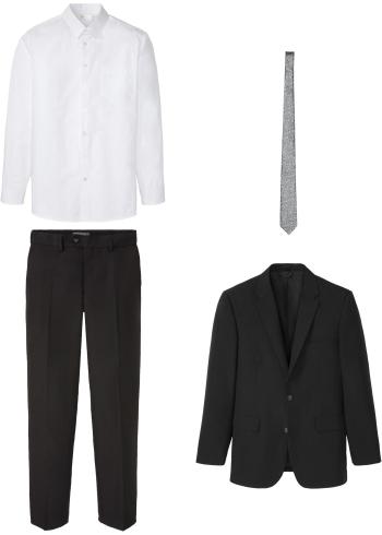 Costum cu 4 piese: sacou, pantaloni, cămaşă, cravată