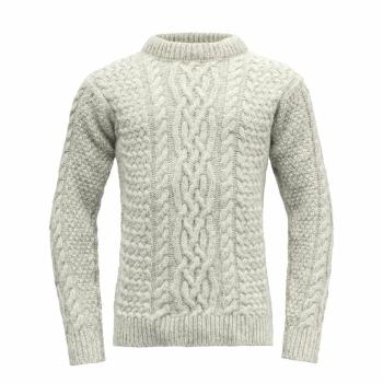 Lână pulover cu un clasic tricotat model Devold Sandoy unisex bej TC 380 550 A 770A