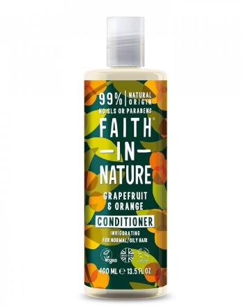 Faith in Nature Balsam natural revigorant pentru păr normal și gras Balsam Graperfuit & Orange (Invigorating Conditioner) 400 ml