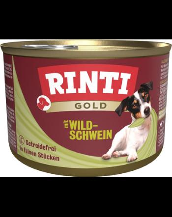 RINTI Gold Wild boar Mini cu mistret conserva hrana caini rasa mica 185 g