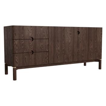 Comodă maro închis joasă cu aspect de lemn de stejar 160x73 cm Arun – Unique Furniture