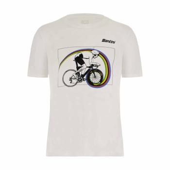 
                 SANTINI Tricou de ciclism cu mânecă scurtă - TT UCI OFFICIAL - alb  
            
