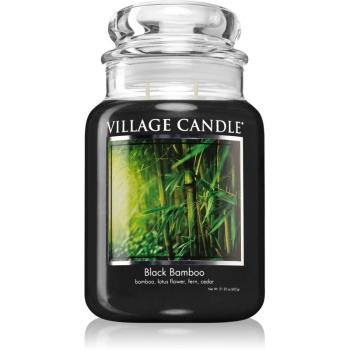 Village Candle Black Bamboo lumânare parfumată  (Glass Lid) 602 g