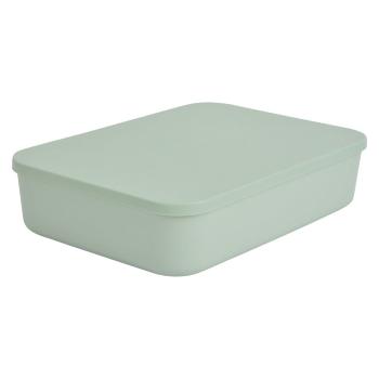 Cutie de depozitare verde-deschis din plastic cu capac 35,5x25,5x8 cm – Homéa