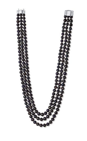 JwL Luxury Pearls Colier de lux cu trei rânduri din perle negre adevărate JL0669