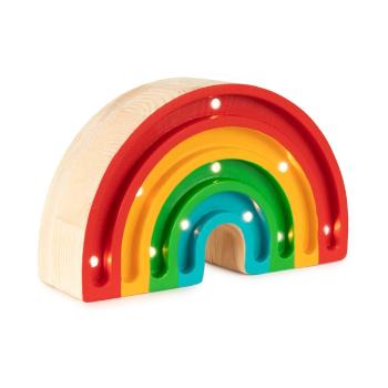 Veioză colorată din lemn de pin Little Lights Rainbow, lățime 20 cm