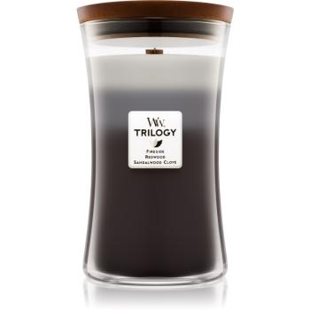Woodwick Trilogy Warm Woods lumânare parfumată  cu fitil din lemn 609.5 g