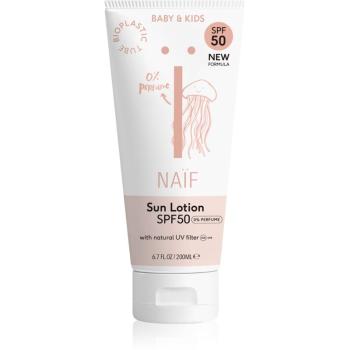 Naif Baby & Kids Sun Lotion SPF 50 cremă pentru plaja fara parfum pentru nou-nascuti si copii SPF 50 200 ml