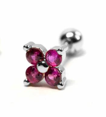 Troli Cercel piercing delicat cu cristale fucsia