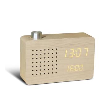 Ceas cu LED și radio Gingko Click Clock, bej-galben