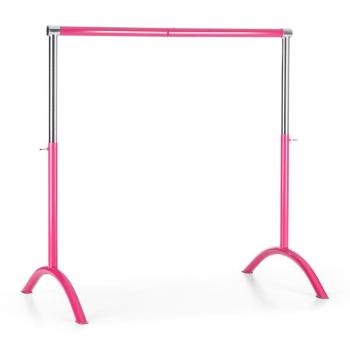 KLARFIT BAR LERINA, bară de balet, 110x113 cm, portabilă, înălțime reglabilă, oțel, roz