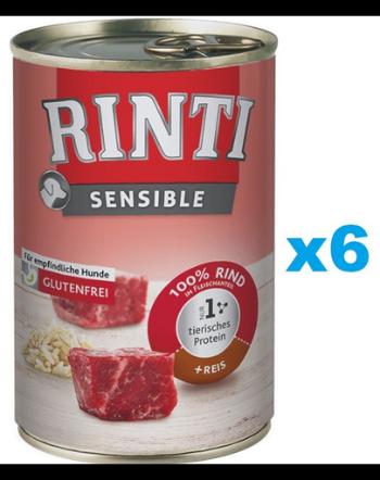 RINTI Sensible vita si orez 6x400 g pentru caini