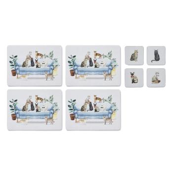 Set cu suporturi farfurii și coasters 8 buc. Curious Cats – Cooksmart ®