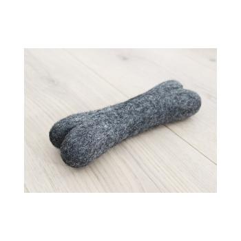 Jucărie în formă de os pentru animale, din lână Wooldot Pet Bones, lungime 22 cm, antracit