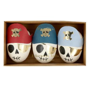 Accesorii pentru petreceri 3 buc. Pirate Skulls Surprise Balls – Meri Meri