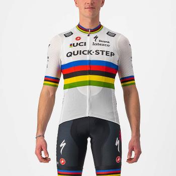 
                 CASTELLI Tricou de ciclism cu mânecă scurtă - QUICK-STEP 2022 COMPETIZIONE - curcubeu/alb 
            