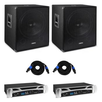 Vonyx Bass Storm DJ PA set, 2 x amplificator PA 500 W, 2 x subwoofer PA 600 W