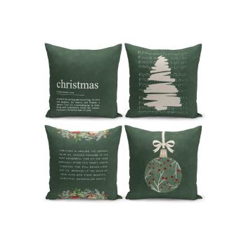 Set 4 fețe de pernă decorative cu model de Crăciun Kate Louise Christmas Noel, 43 x 43 cm