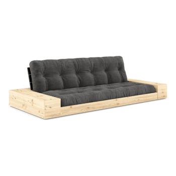 Canapea negru-gri antracit extensibilă cu tapițerie din catifea reiată  244 cm Base – Karup Design