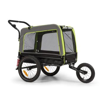 KLARFIT Husky Vario, 2-în-1, cărucior pentru câini, bugină pentru câini, aproximativ 240L, 600D, Oxfort, verde