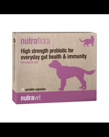 NUTRAVET Nutraflora 12 probiotice caini si pisici, sustinere intestinala si imunitara