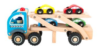 Camion din lemn cu mașini de jucărie