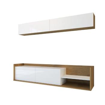 Set mobilier TV alb/natural  180x40 cm Kale - Kalune Design