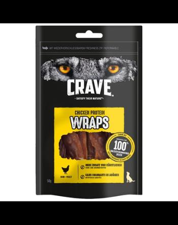 CRAVE Wraps Pui 10x50g Recompensa caini adulti, proteica fara cereale