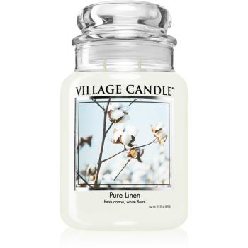 Village Candle Pure Linen lumânare parfumată  (Glass Lid) 602 g