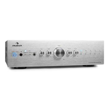 Auna CD708, 600 W, AUX phono, amplificator stereo, argintiu