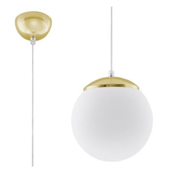 Lustră aurie cu abajur din sticlă ø 20 cm Cezab – Nice Lamps