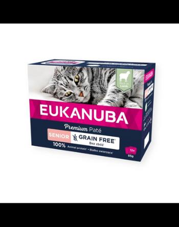 EUKANUBA Grain Free Senior Pateu pentru pisici Senior Lamb 12 x 85 g