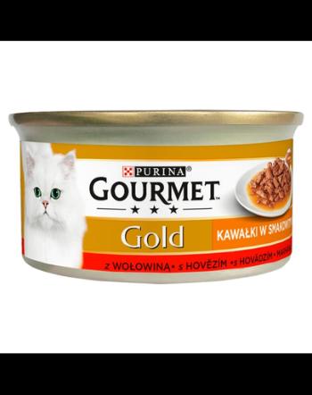 GOURMET Gold Sauce Delights hrana umeda pentru pisici, cu vita 24x85 g
