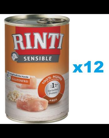 RINTI Sensible conserve cu pui si orez, pentru caini 12x400 g