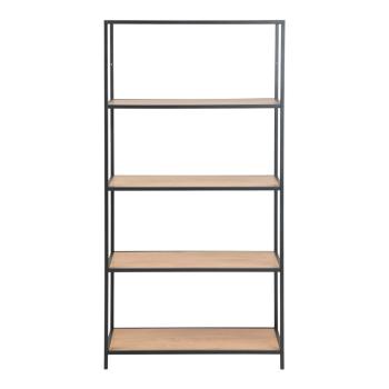 Bibliotecă neagră/în culoare naturală cu aspect de lemn de stejar 77x150 cm Seaford – Actona