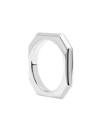 PDPAOLA Elegant inel placat cu rodiu SIGNATURE LINK Silver AN02-378 52 mm