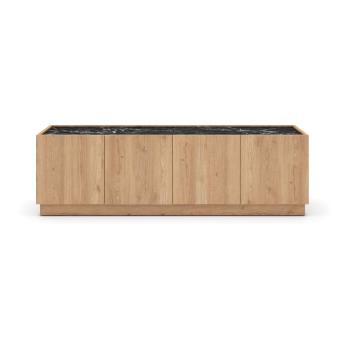 Comodă TV  negru/natural  cu aspect de lemn de stejar 160x48 cm Dione – Marckeric