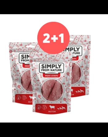 SIMPLY FROM NATURE Meat Strips recompensa pentru caini cu oaie 2 x 80g + 80g GRATIS