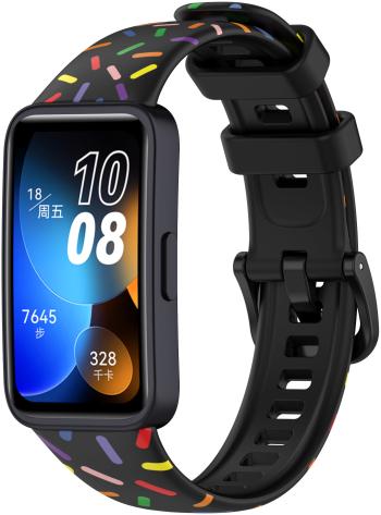 4wrist Curea din silicon cu motiv colorat pentru Huawei Watch Band 8 - Negru