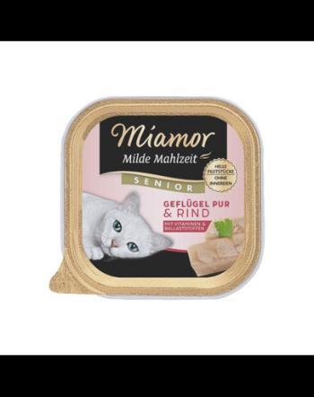 MIAMOR Milde Mahlzeit Senior Poultry Pure&amp;Beef 100g pasare si vita, hrana pisica senior