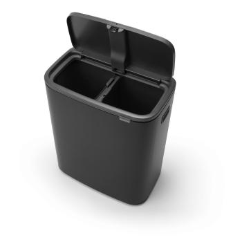 Coș de gunoi negru mat de reciclat/cu senzori de atingere din oțel 60 l Bo Touch Bin – Brabantia