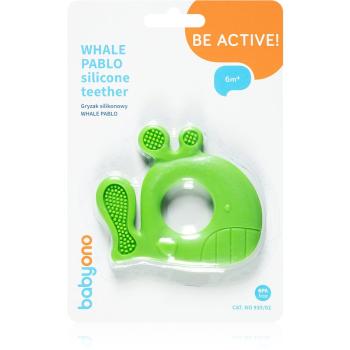 BabyOno Be Active jucărie pentru dentiție 6m+ Whale Pablo Green 1 buc