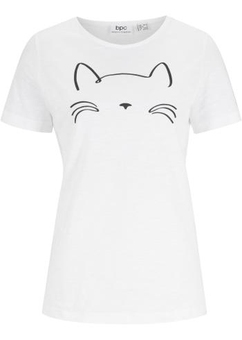 Bluză cu mânecă scurtă și imprimeu pisică