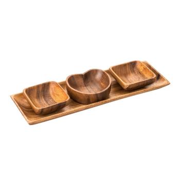 Set boluri cu tavă din lemn de salcâm Premier Housewares Acacia