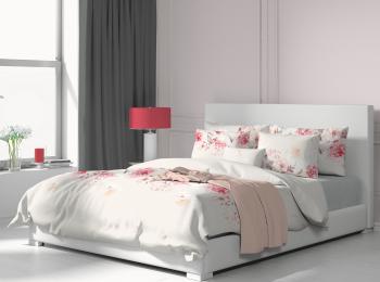 Asternut de pat din bumbac Tanea - alb/roz - Mărimea 140x200cm + 70x90cm
