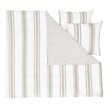 Lenjerie de pat din bumbac percale Westwing Collection, 200 x 200 cm, bej-alb