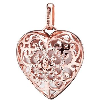 Engelsrufer Pandantiv din argint placat cu aur roz  Clopoțel îngeresc cu zirconii ERP-01-HEART-ZR