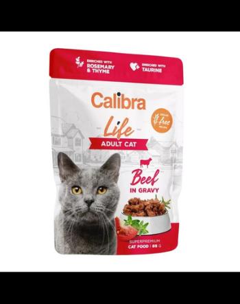 CALIBRA Cat Life Pouch Adult Beef in gravy 85 g vita in sos pentru pisici